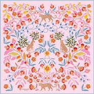 Jessie Zhao New York Double Sided Wool Silk Scarf Of Pink Blossom Jungle