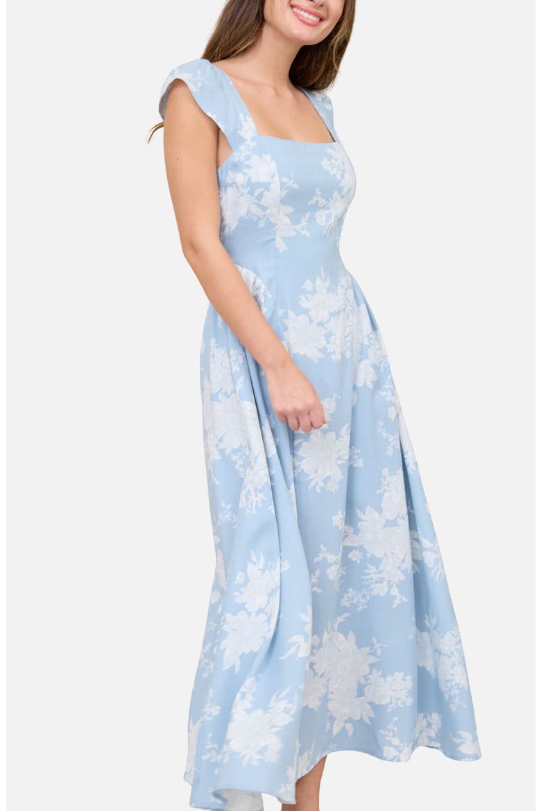 Floral Jacquard Midi Dress, Alternate, color, LIGHT BLUE