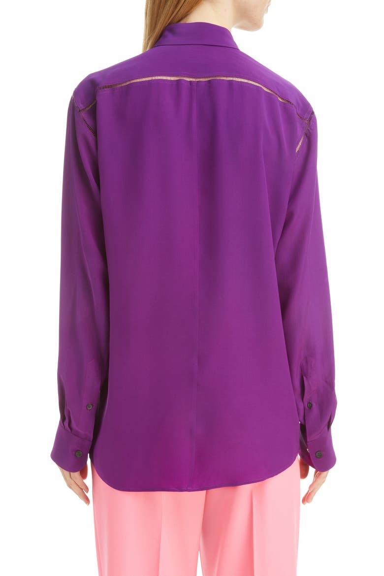 Clavelly Ladder Stitch Silk Blouse, Alternate, color, VIOLET