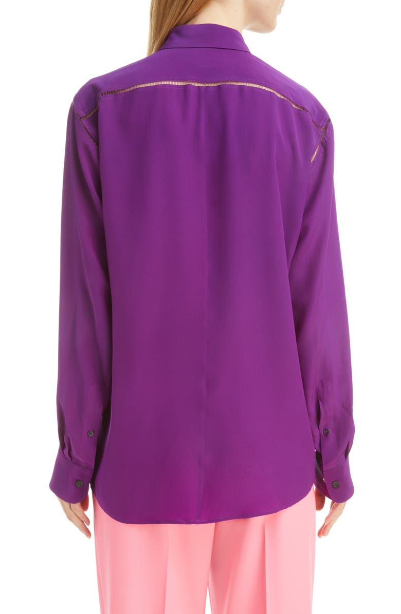 Dries Van Noten Clavelly Ladder Stitch Silk Blouse, Alternate, color,