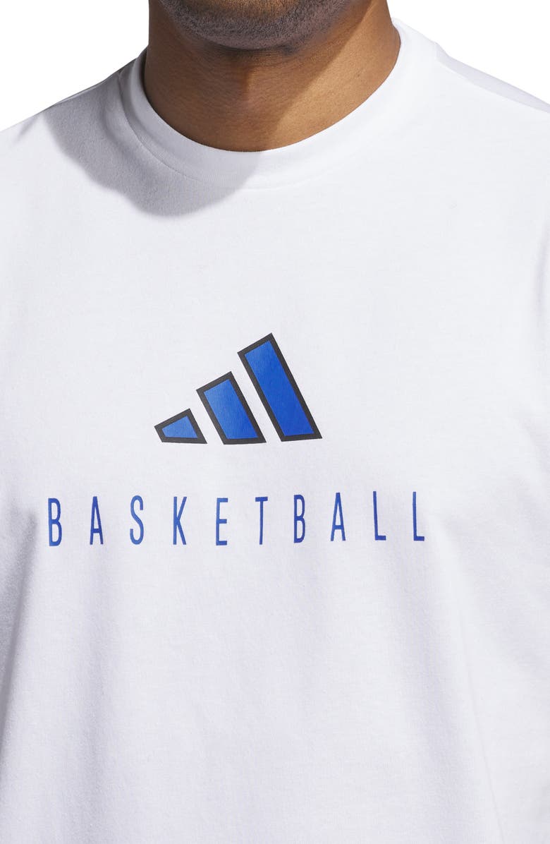 adidas Worldwide Hoops Cotton Blend Graphic Tee, Alternate, color, White