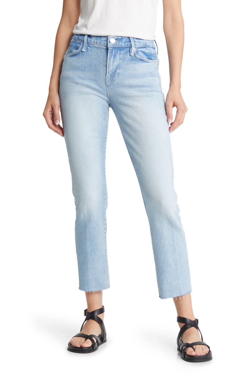 FRAME Le High Waist Raw Hem Straight Leg Jeans, Main, color, Kerwin