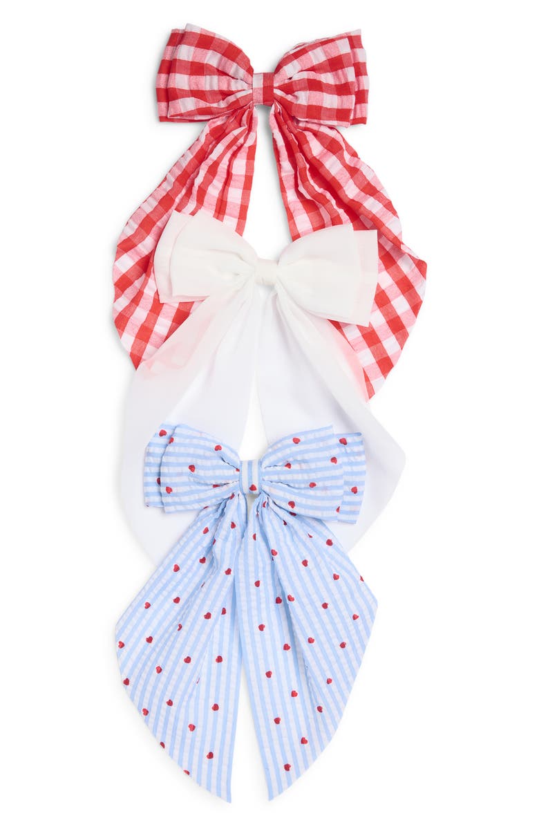 Capelli New York Kids' Assorted 3-Pack Bow Hair Clips, Main, color, Red Combo