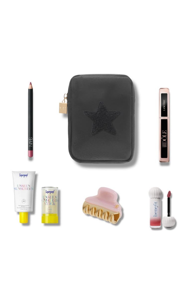 Mini Star Cosmetics Bag, Alternate, color, BLACK/ BLACK