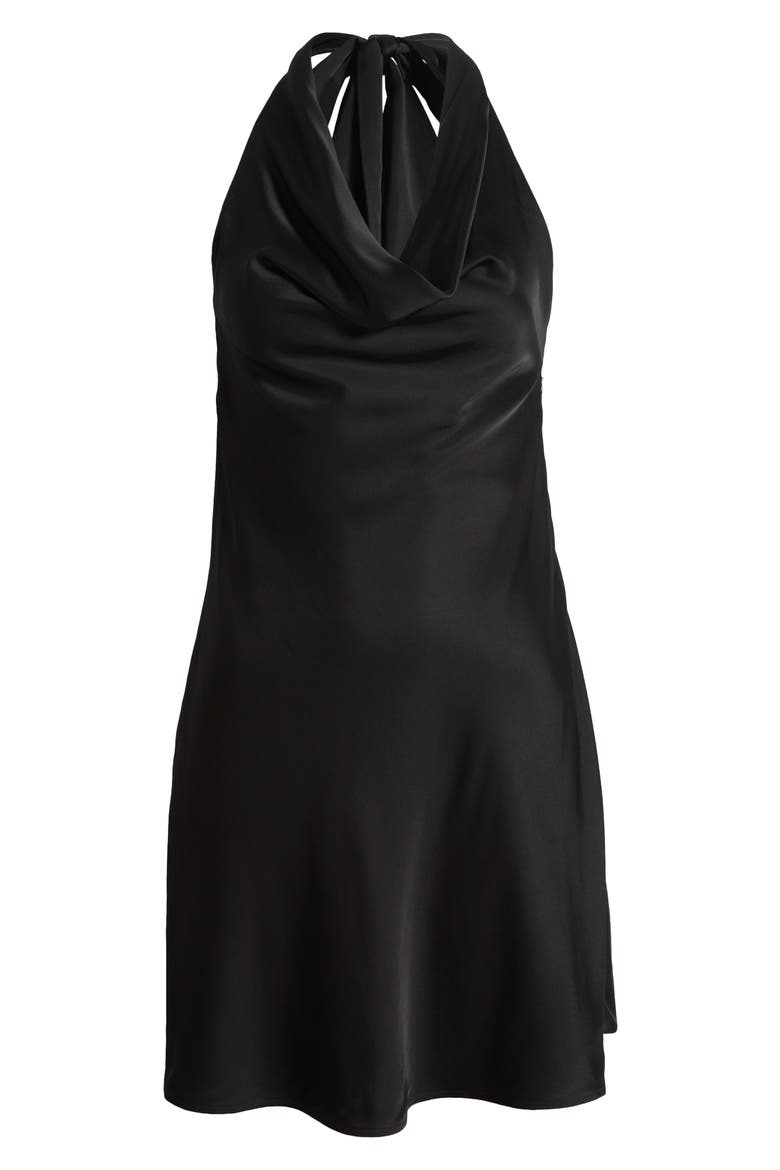 Ennis Satin Halter Minidress, Alternate, color, 01-BLACK