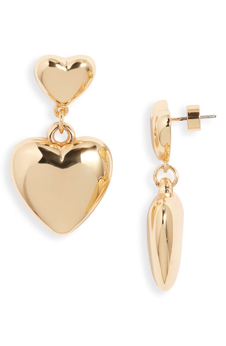 Nordstrom Puffy Heart Drop Earrings, Main, color, Gold