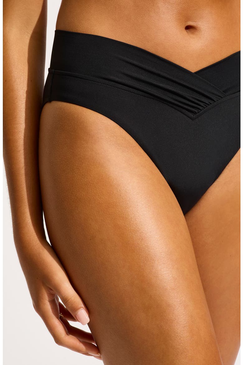 V-Front High Cut Bikini Bottoms, Alternate, color, BLACK
