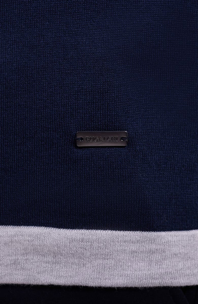 Bugatchi Short Sleeve Cotton & Modal Polo Sweater, Alternate, color, Navy