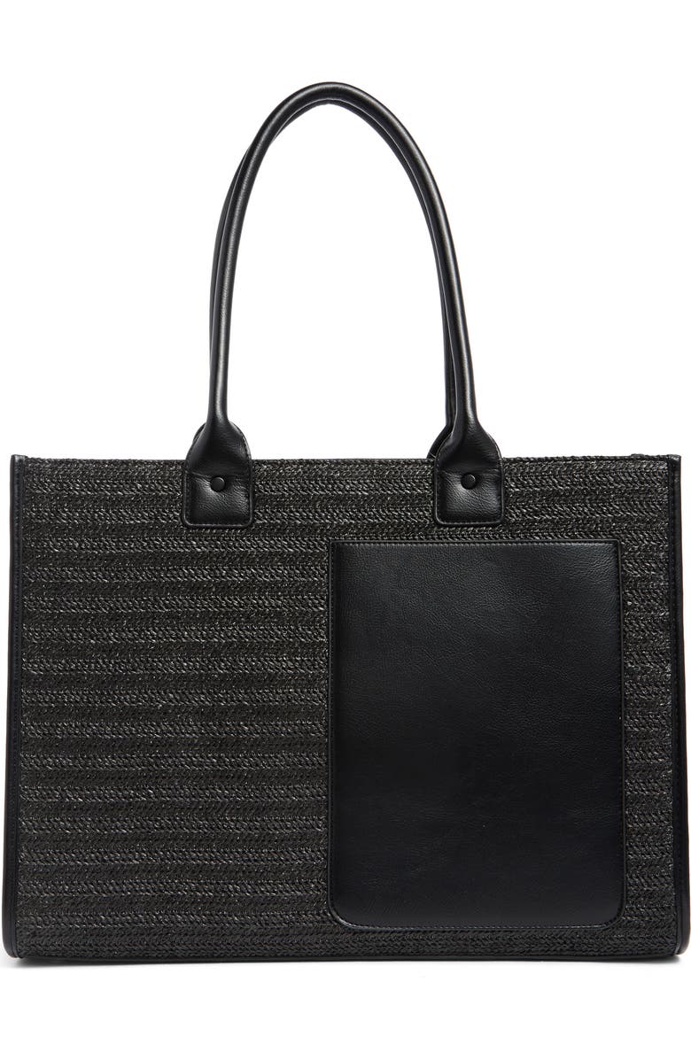 BCBG Straw Tote Bag, Main, color, Black