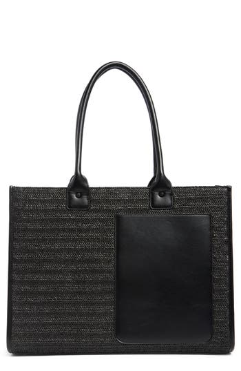 Bcbg Straw Tote Bag In Black