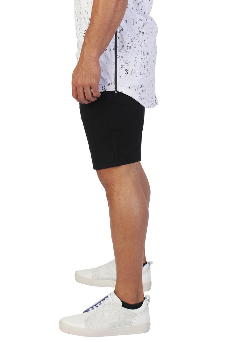 Zip Pocket Stretch Cotton Shorts, Alternate, color, BLACK