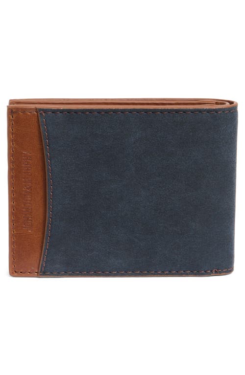 Johnston & Murphy Antique Canvas & Leather Bifold Wallet In Navy