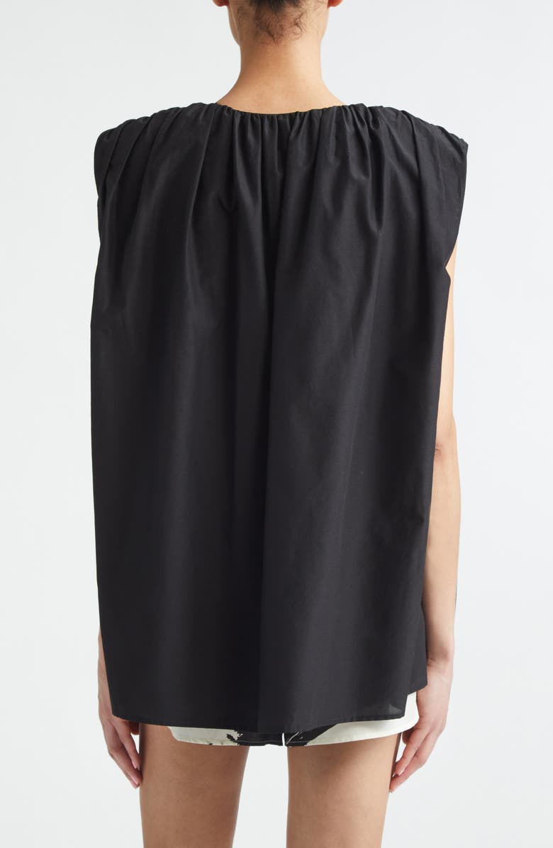 LOULOU DE SAISON Anca Gathered Sleeveless Cotton & Silk Voile Button-Up Top, Alternate, color, Black