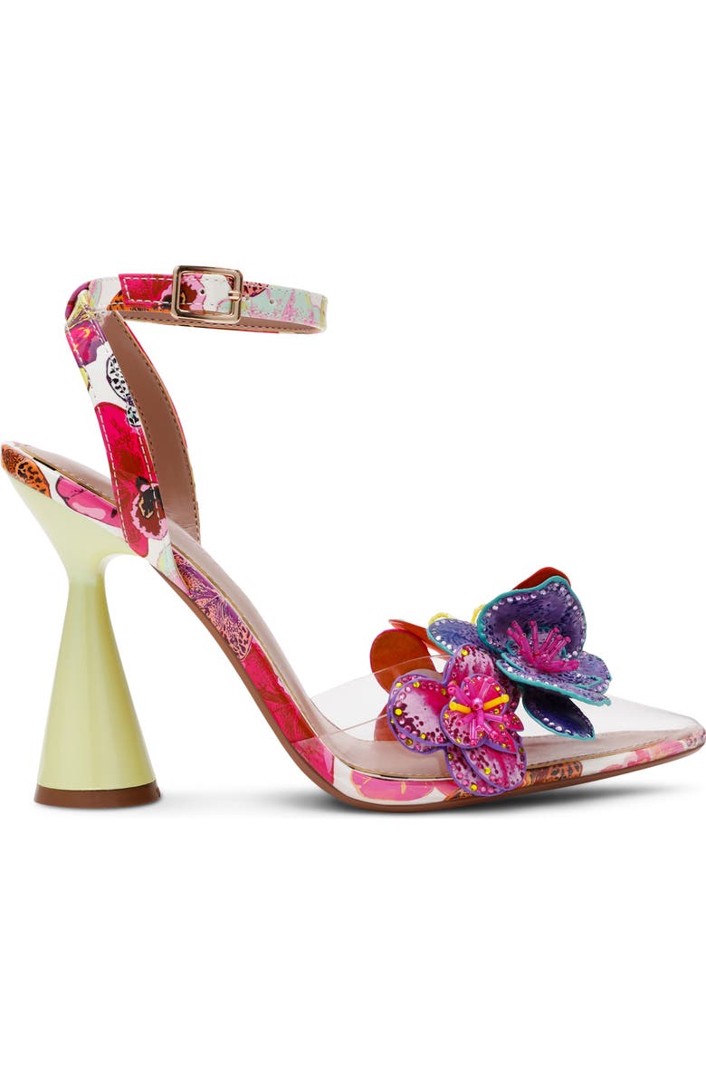 Betsey Johnson Chelsie Floral Ankle Strap Sandal, Alternate, color, White Multi