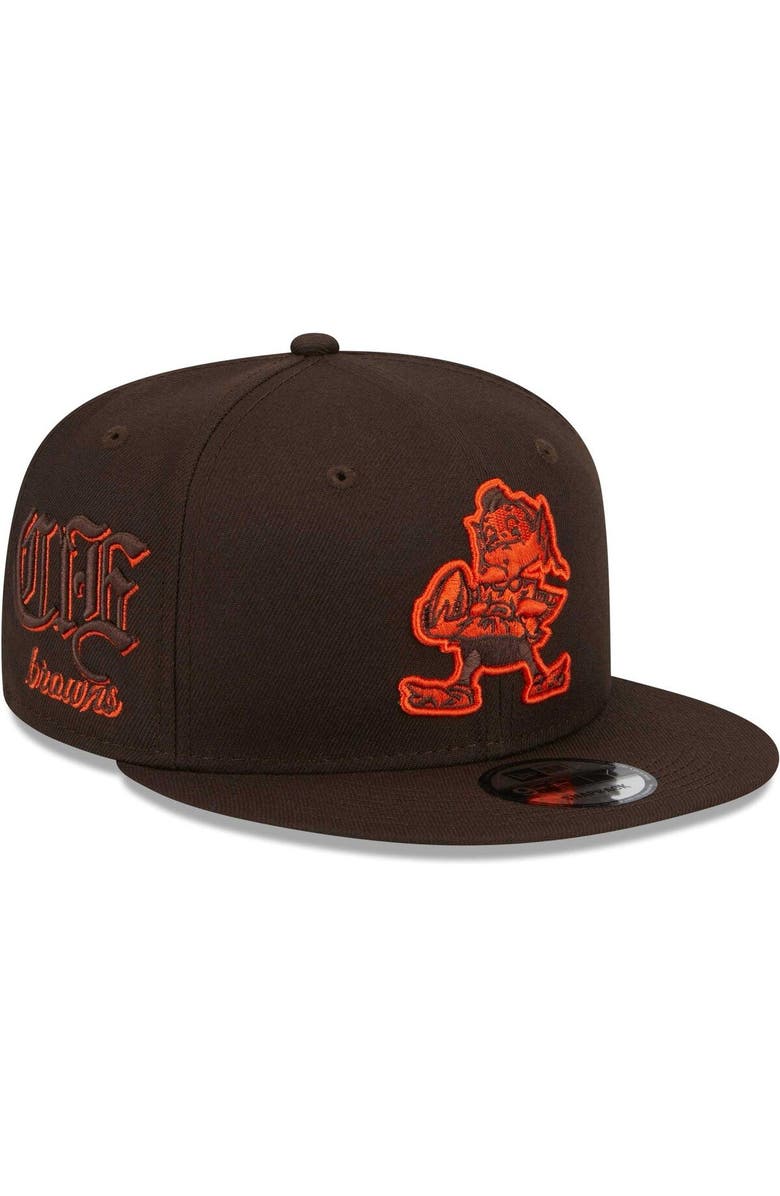 New Era Men's New Era Brown Cleveland Browns Goth Side Script 9FIFTY Snapback Hat, Main, color,