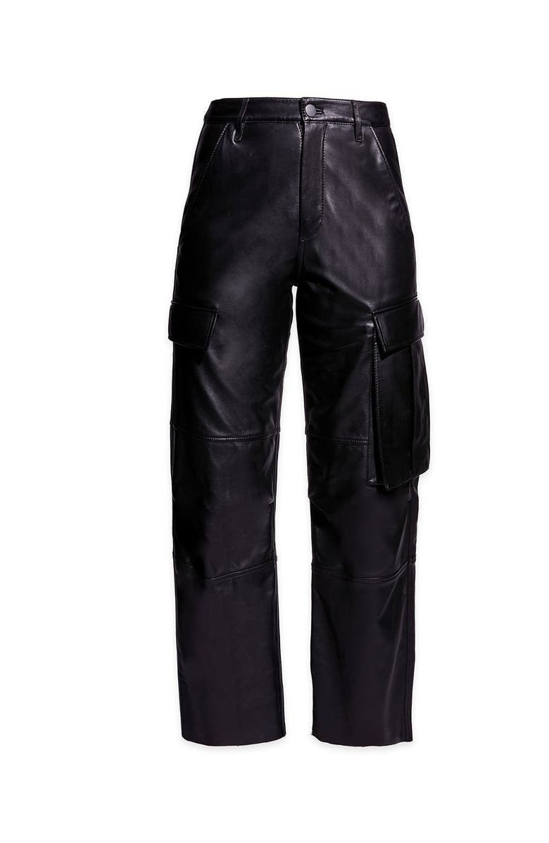 AS by DF Cole Upcycled Leather Cargo Pants, Alternate, color, Black