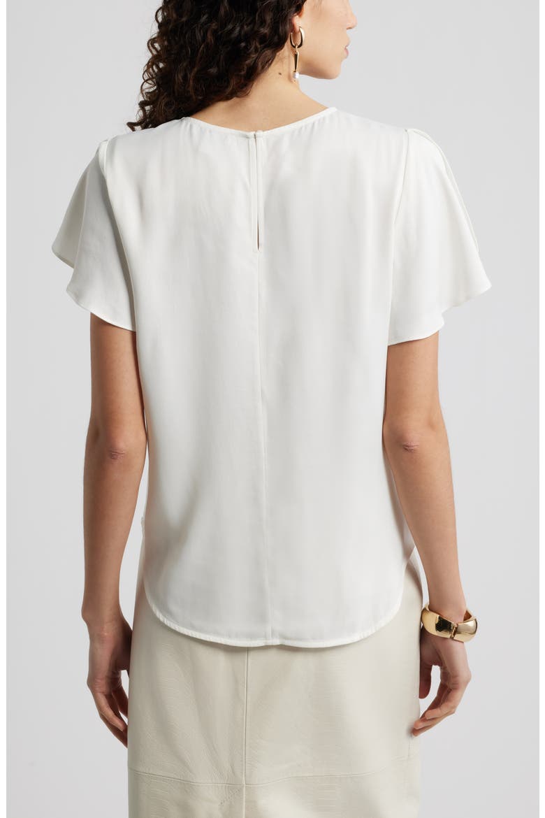 Flutter Sleeve Satin Top, Alternate, color, IVORY TOFU