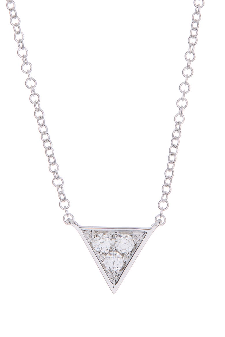 14K White Gold Diamond Triangle Pendant Necklace - 0.11 ctw, Main, color, WHITE GOLD/DIAMOND