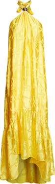 Ramy Brook Zelda Floral Halter Jacquard Gown