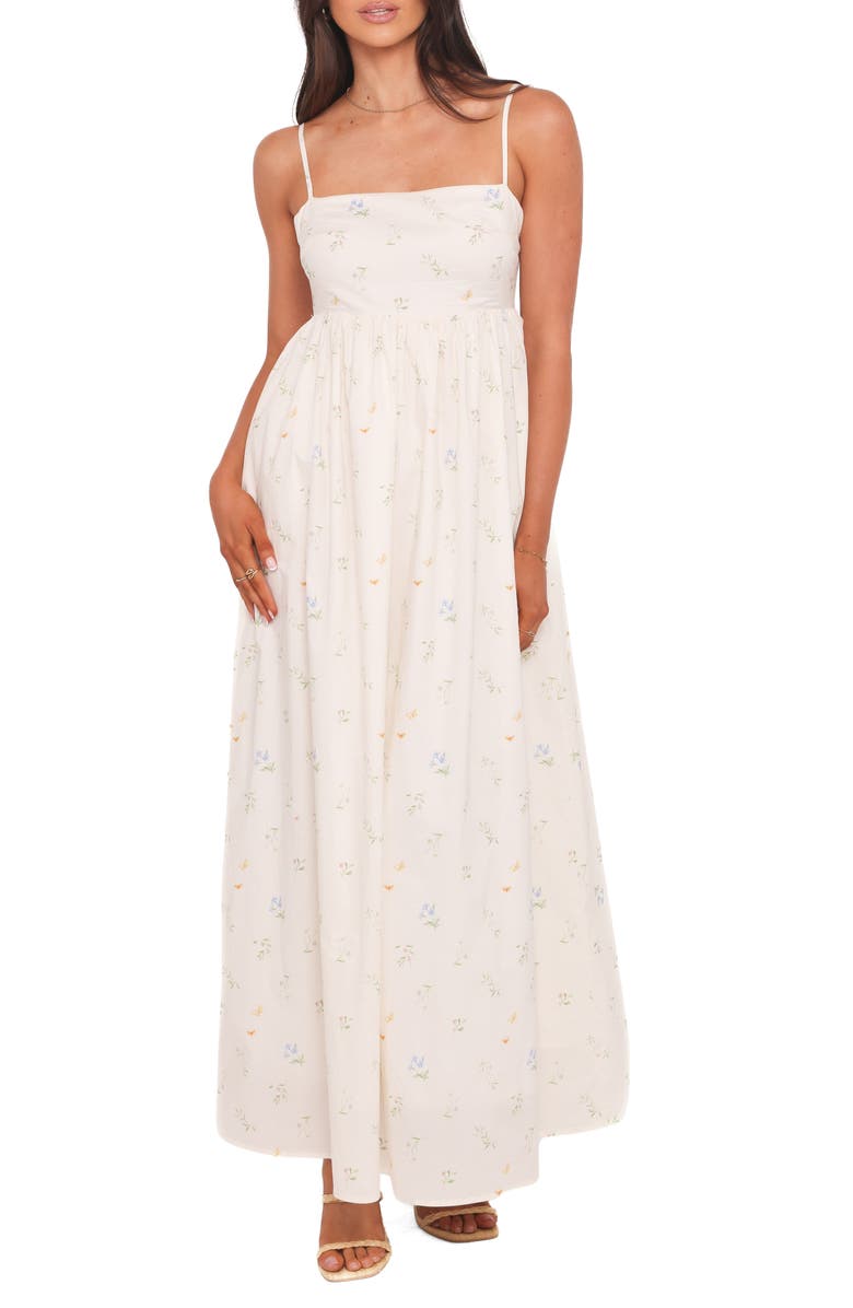 Petal & Pup Odessa Print Sleeveless Maxi Dress, Main, color, White Floral