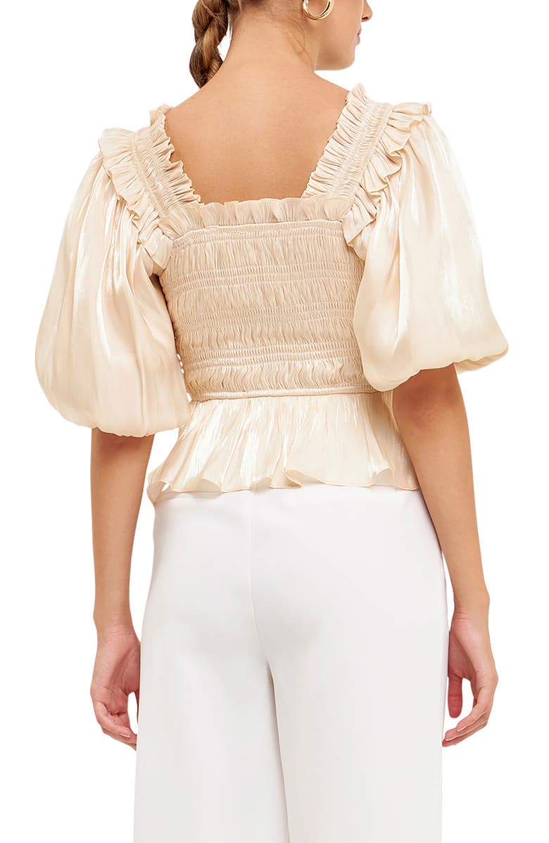 Endless Rose Sheen Smocked Blouse, Alternate, color, Cream