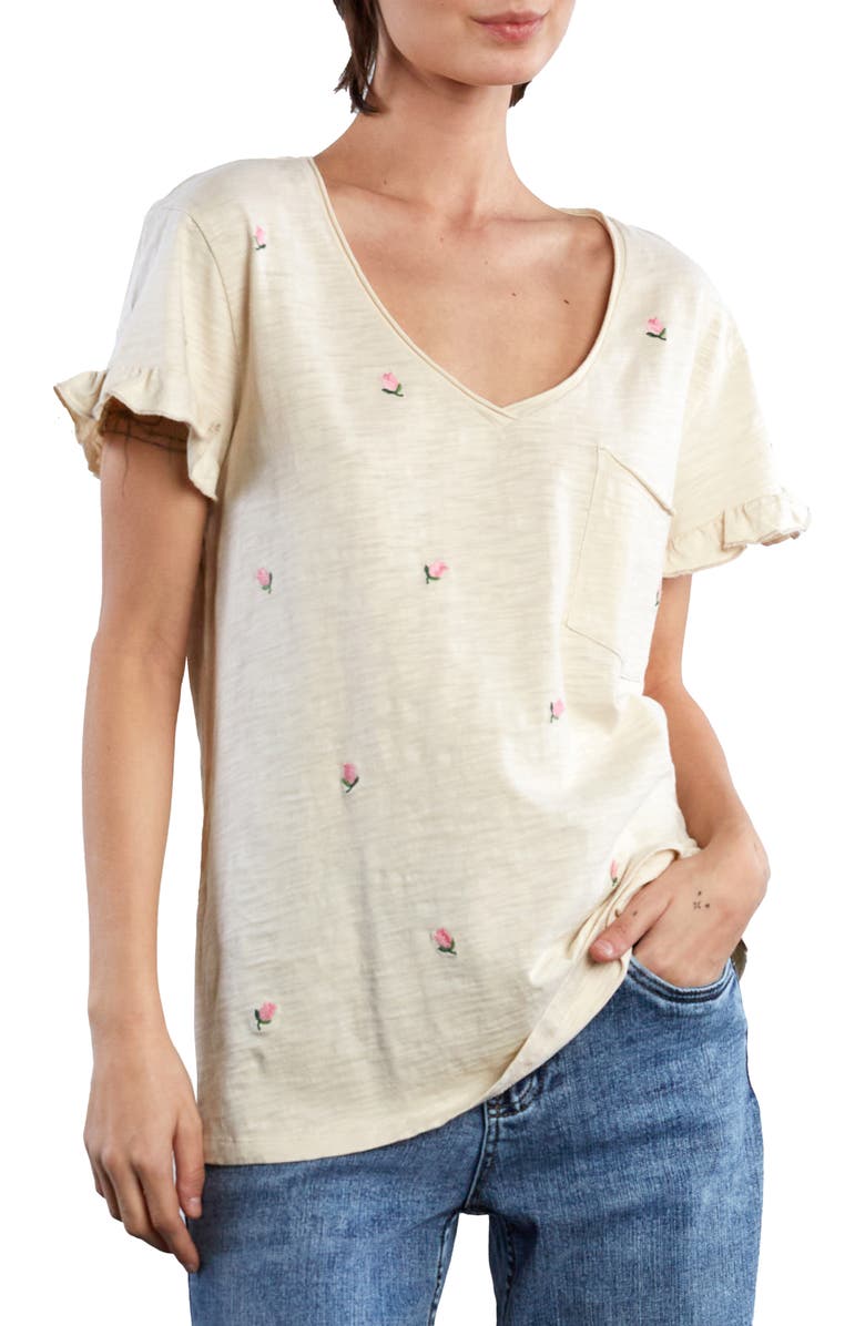 Billy T Rosey Frill Sleeve T-Shirt, Alternate, color, Iced Latte