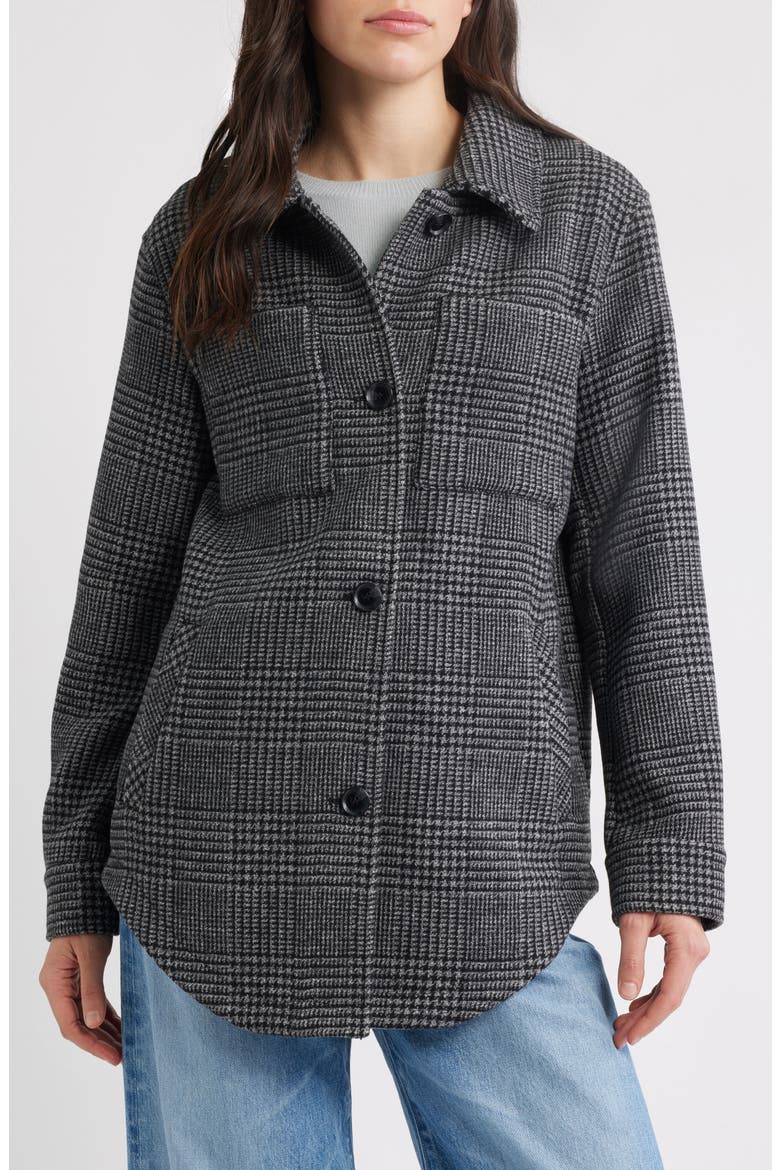 Plaid Shirt Jacket, Main, color, GREY/ BLACK
