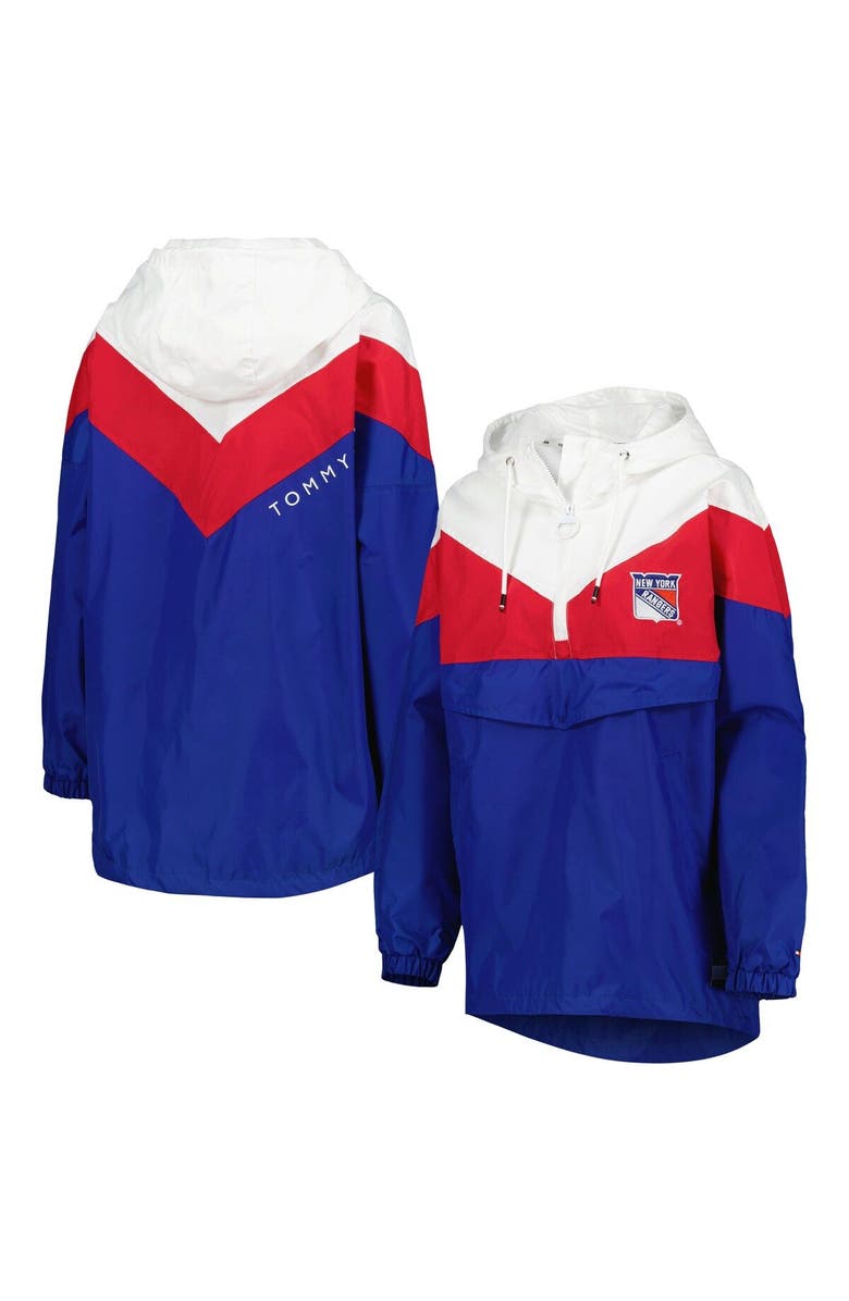 Tommy Hilfiger Women's Tommy Hilfiger Blue/Red New York Rangers Staci Half-Zip Windbreaker Jacket, Main, color, 
