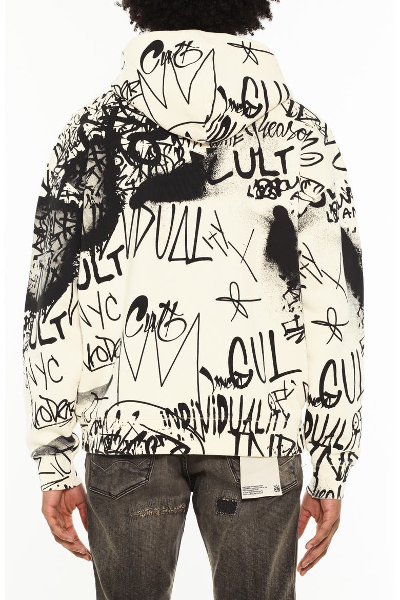 Scribbled Graphic Zip Hoodie, Alternate, color, WINTER WHITE