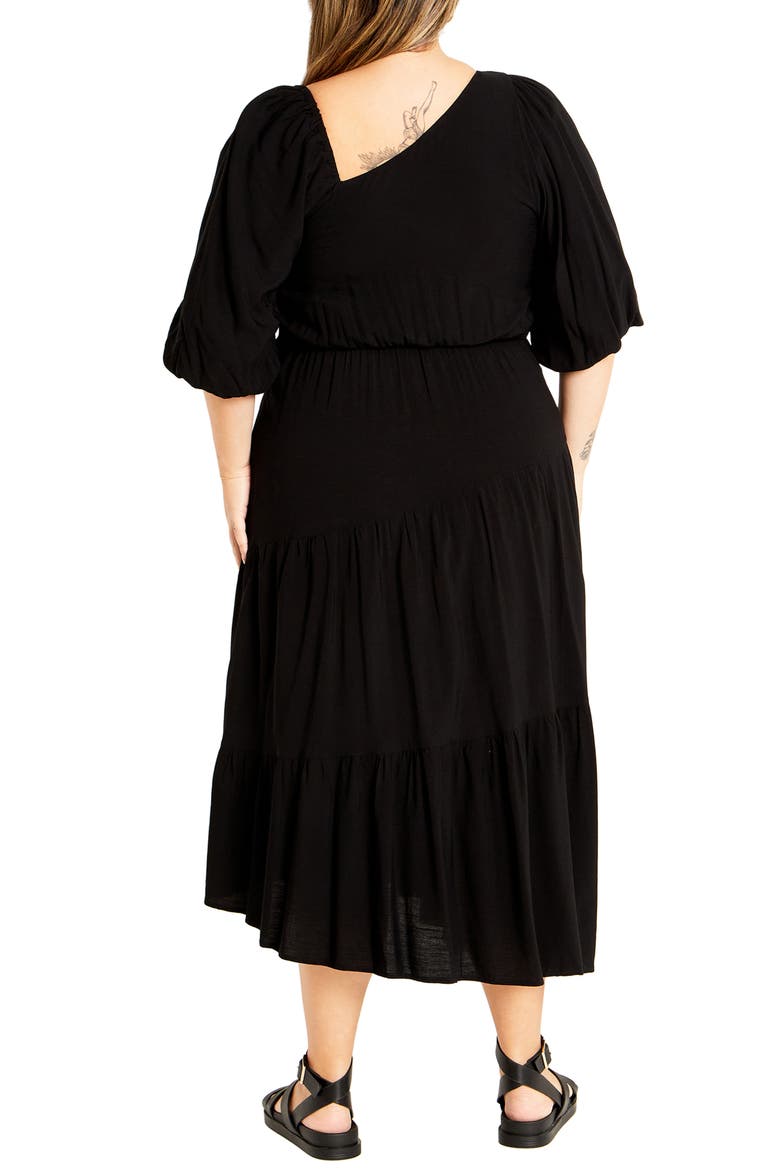 Ada Ruffle Hem Asymmetric Maxi Dress, Alternate, color, BLACK