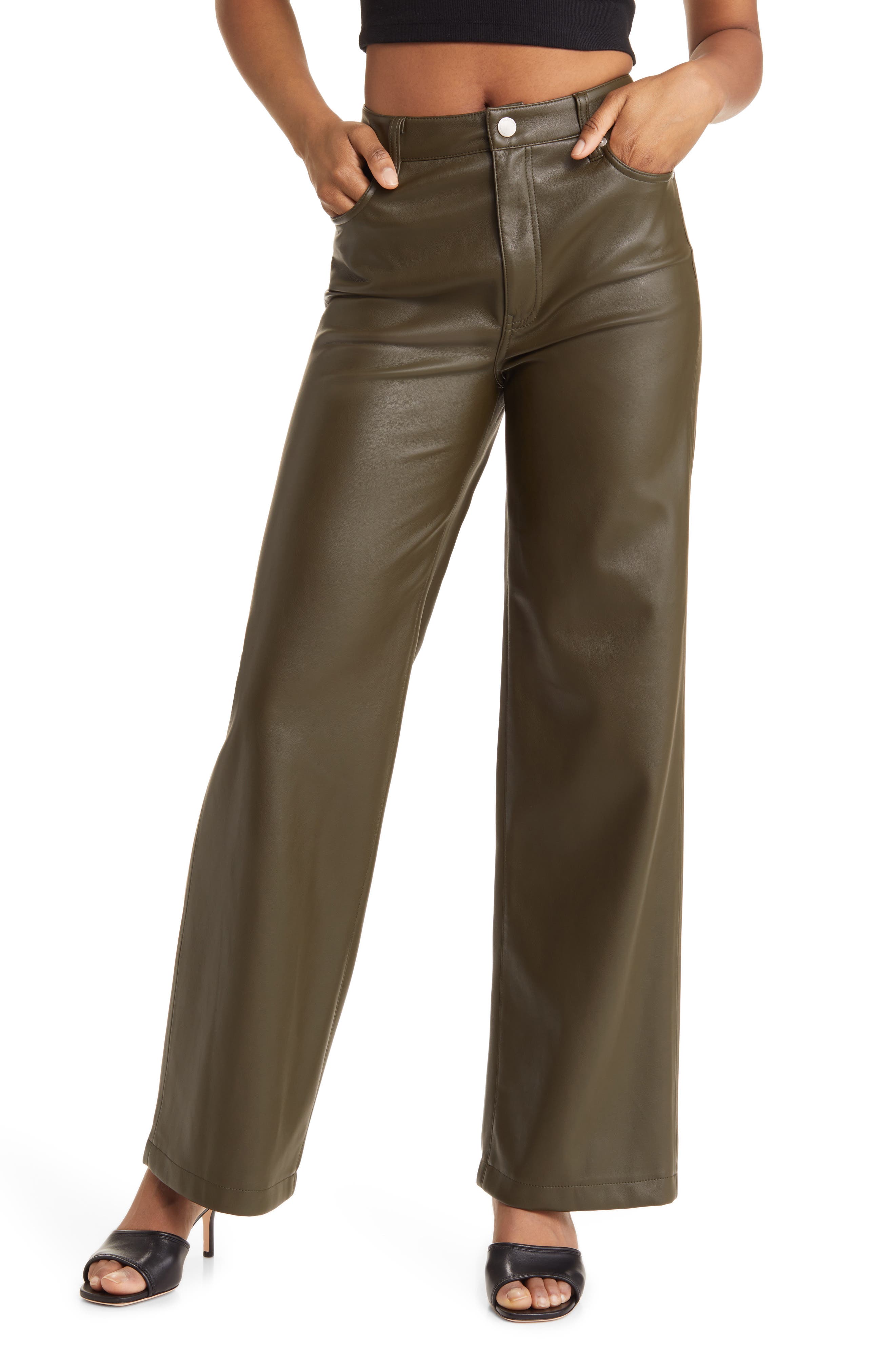 BLANKNYC Franklin High Waist Faux Leather Wide Leg Pants