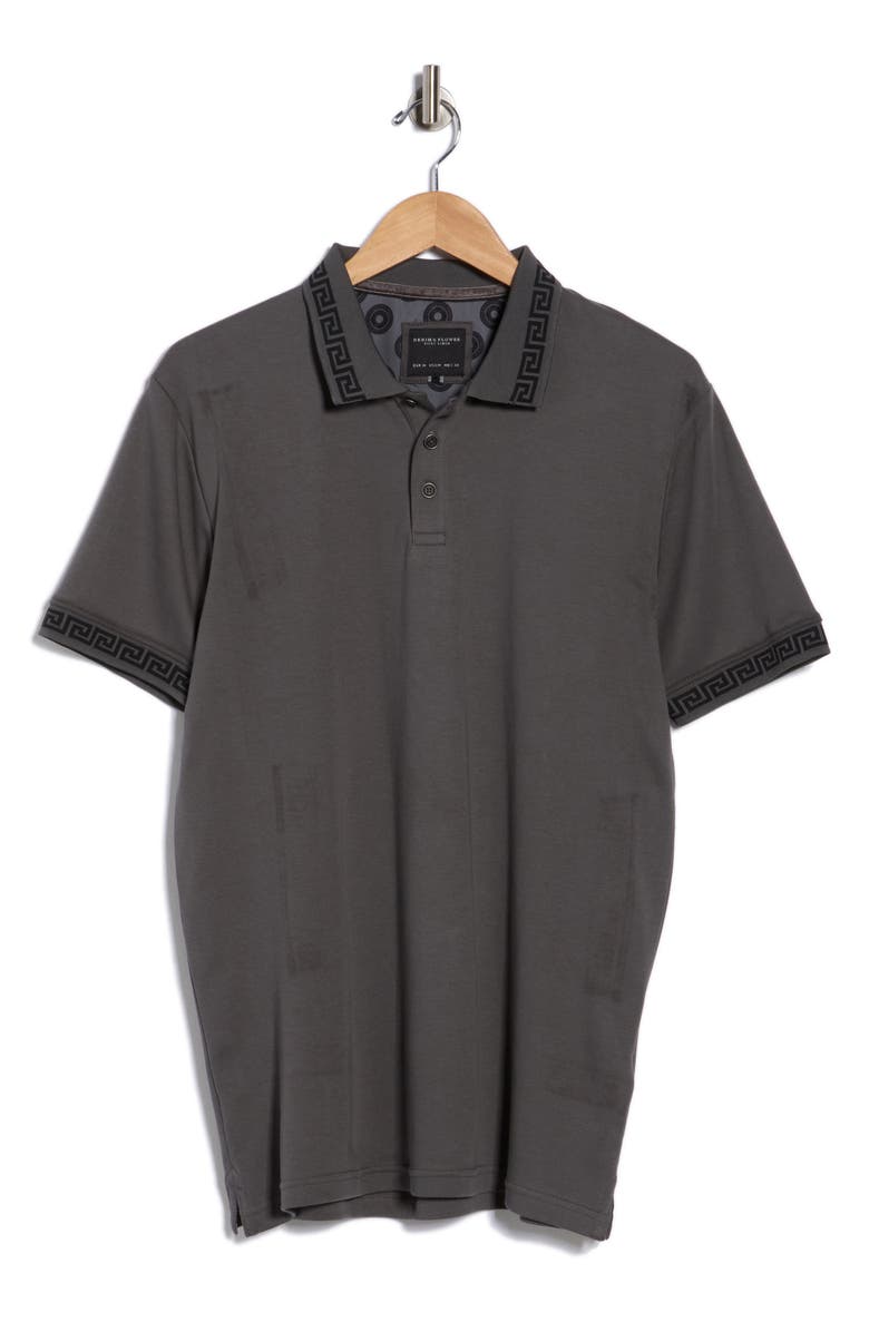DENIM AND FLOWER Geo Tipped Polo, Main, color, Charcoal