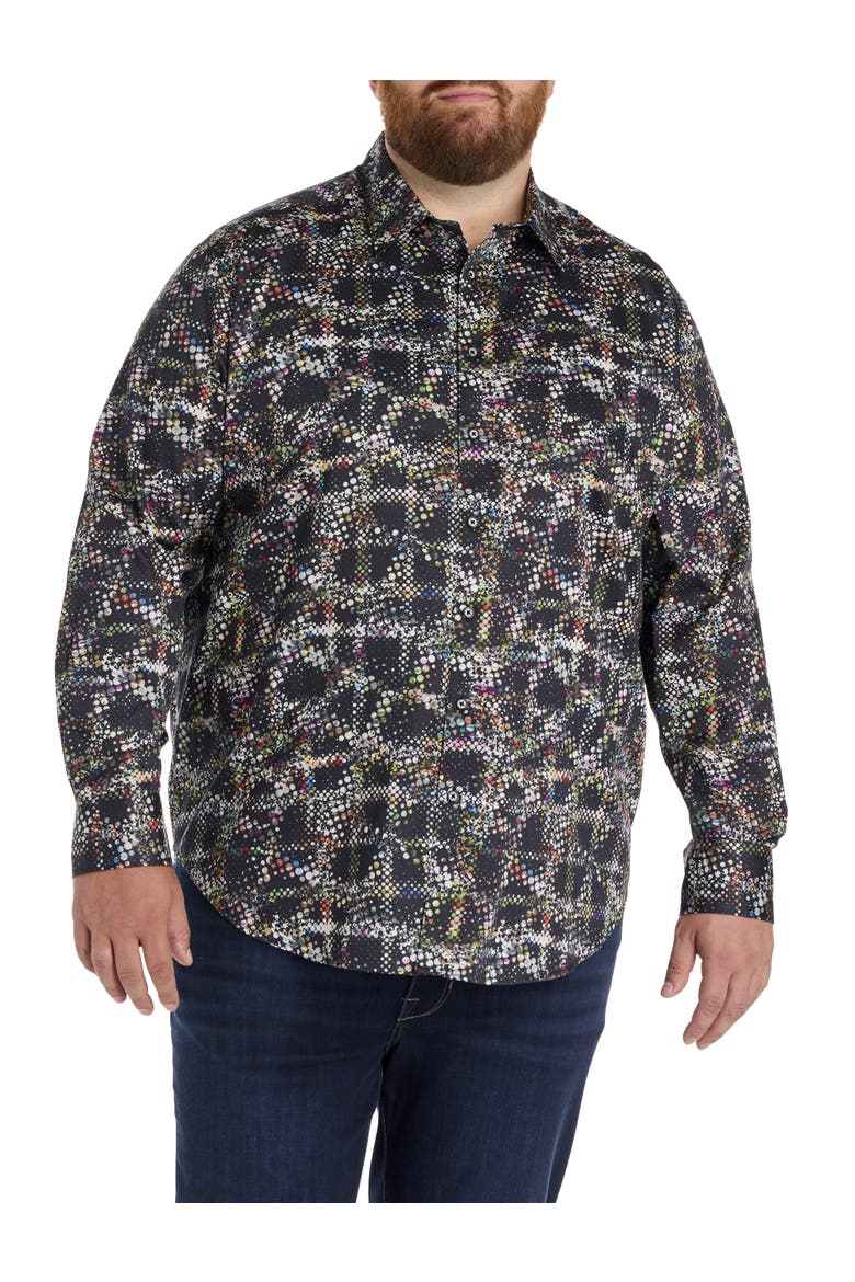 Big & Tall Grid Textured Sport Shirt, Alternate, color, MULTI