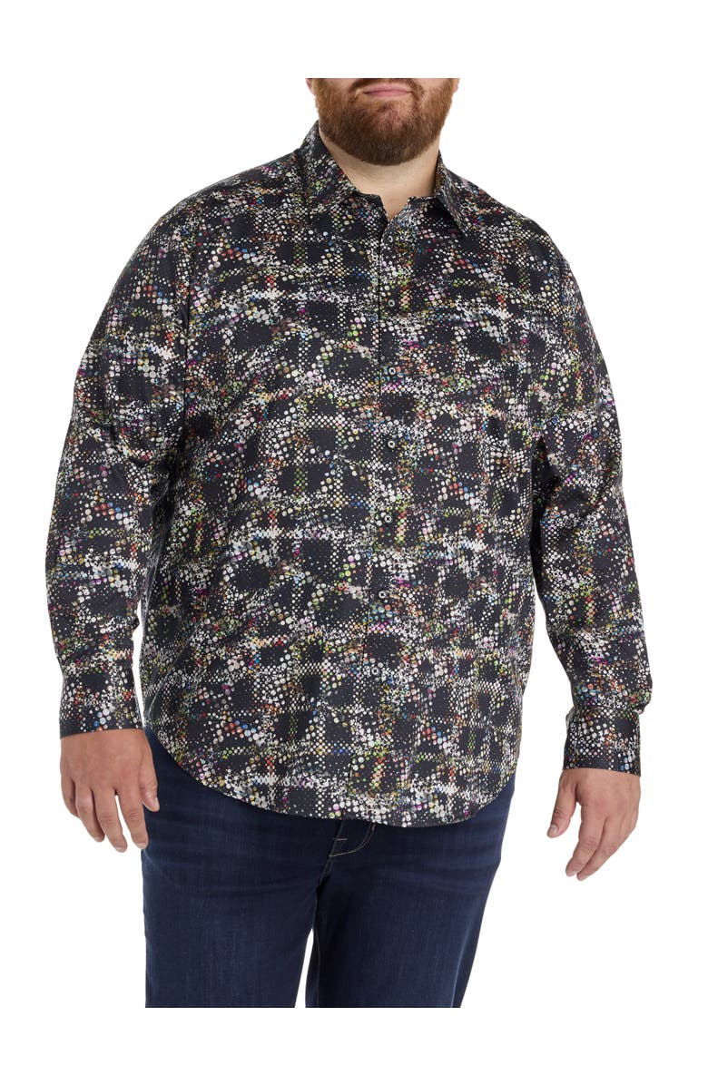 Robert Graham DXL Big & Tall Grid Textured Sport Shirt, Alternate, color, Multi