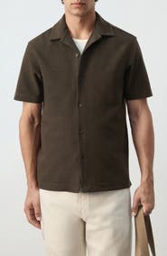 MANGO Regular Fit Short Sleeve Textured Button-Up Shirt