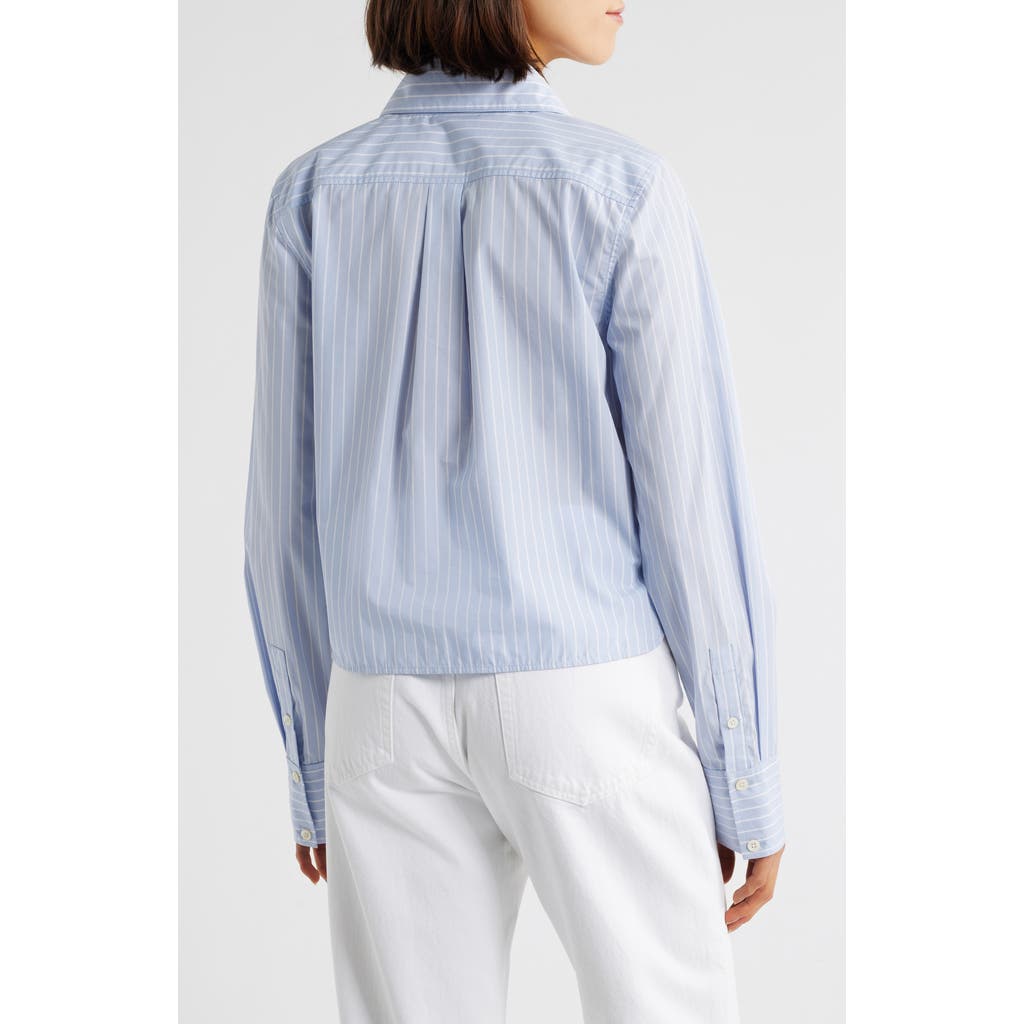 FRAME FRAME THE MODERN COLLAR STRIPE CROP BUTTON-UP SHIRT