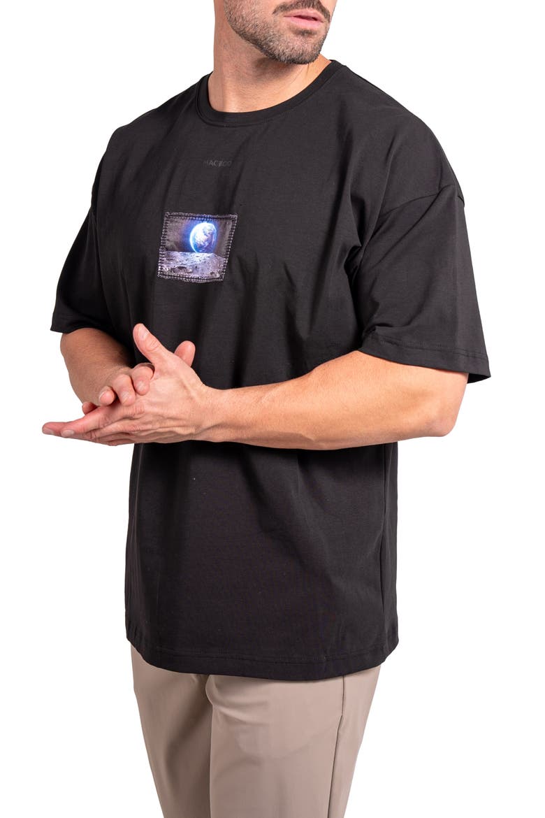 Ascension Space Appliqué Cotton Graphic T-Shirt, Alternate, color, BLACK