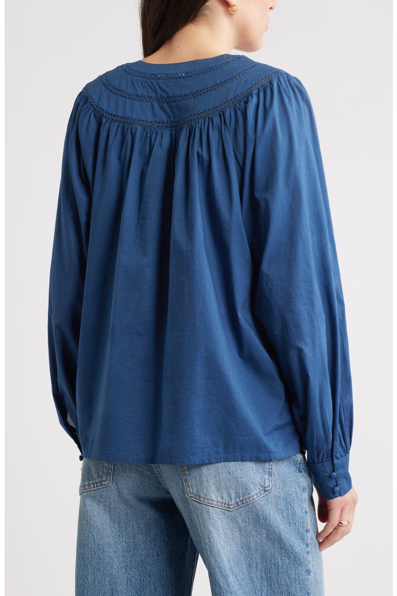 Cotton Voile Popover Top, Alternate, color, NAVY DENIM