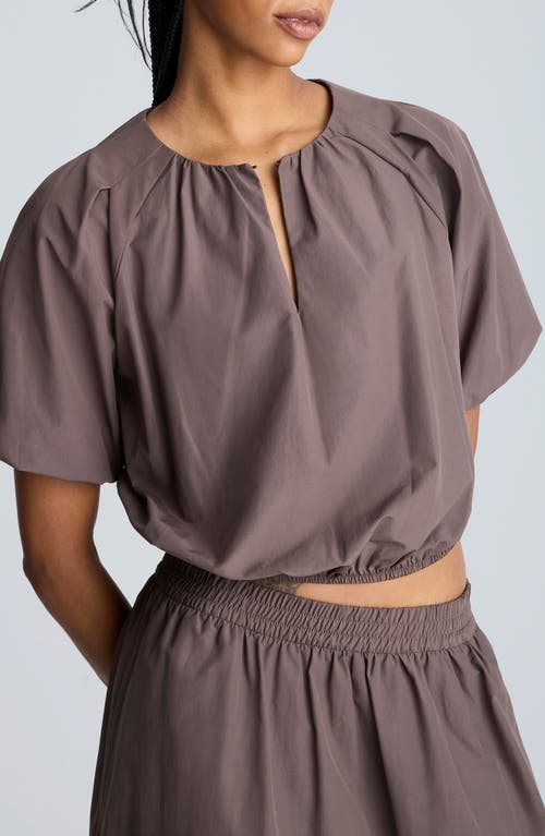 Kenneth Cole Elastic Hem Crop Top In Mocha Brown