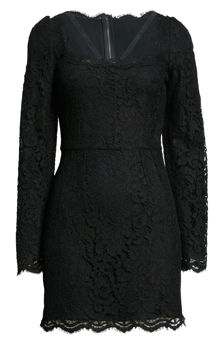 Dolce&Gabbana Logo Strap Long Sleeve Lace Minidress, Alternate, color, 