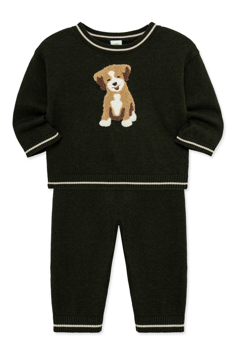 Kids' Puppy Sweater Set, Alternate, color, GREEN