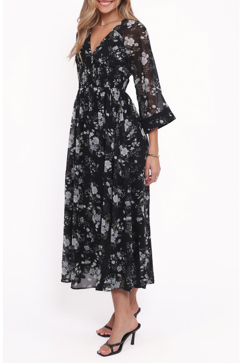 Mavis Bell Sleeve Maxi Dress, Alternate, color, BLACK FLORAL