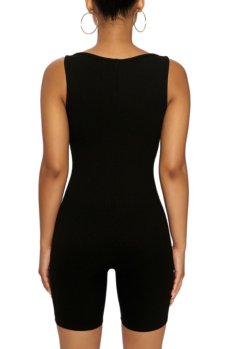 Naked Wardrobe Snatched and Sporty Romper, Alternate, color, Black