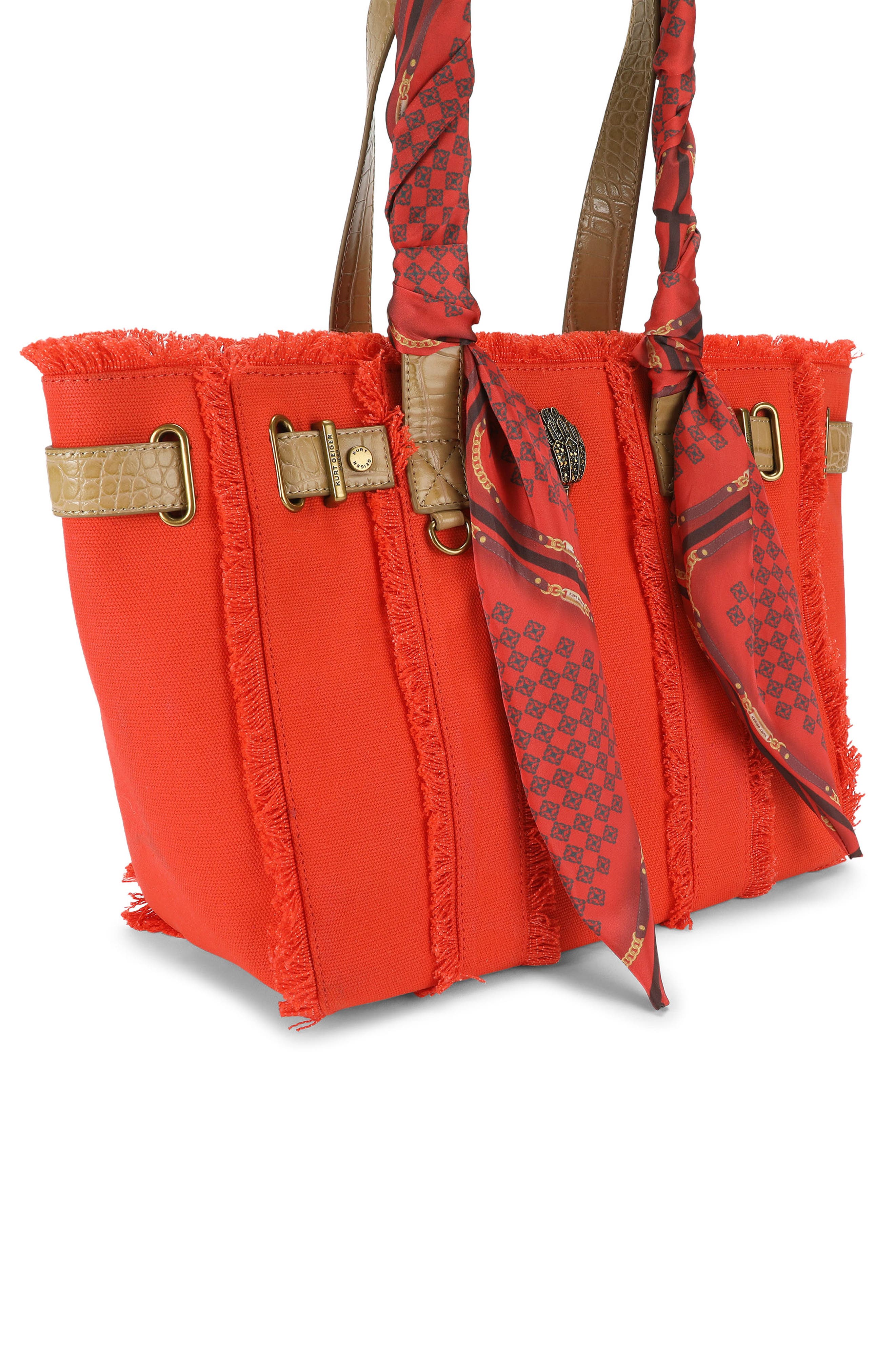 Sloane Small Scarf Wrapped Cotton Tote, Alternate, color, ORANGE