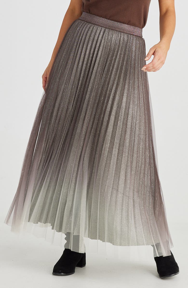 Brave+True West End Ombré Metallic Pleated Maxi Skirt, Alternate, color,