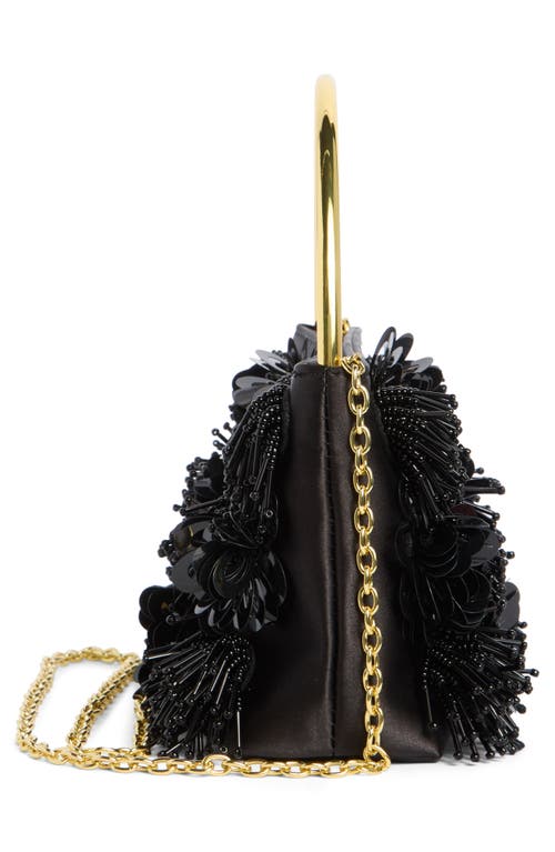 Lele Sadoughi Marlowe Sequin Flower Clutch In Black