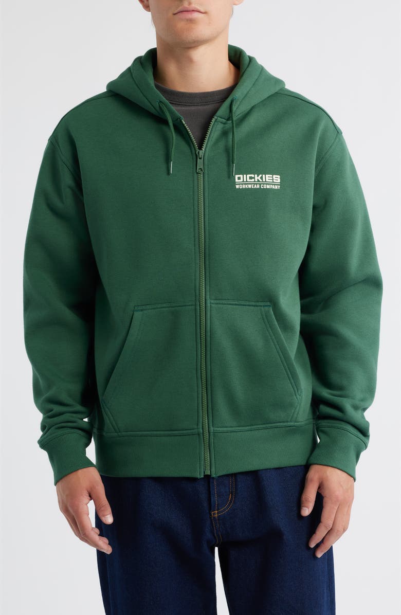 Dickies Bolivar Fleece Zip Hoodie, Alternate, color, Pine Needle Green