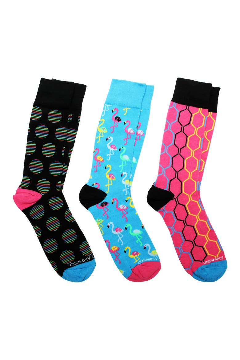 3-Pack Assorted Graphic Crew Socks, Main, color, BLUE MULTI