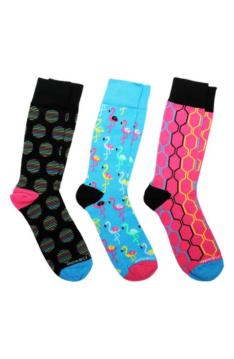3-Pack Assorted Graphic Crew Socks