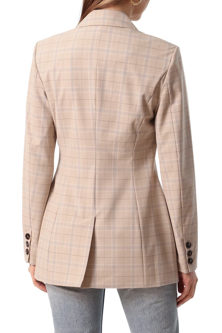Plaid Fitted Blazer, Alternate, color, BEIGE PLAID